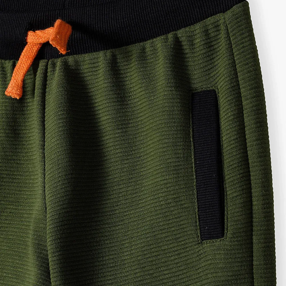 5.10.15 Ottoman Style Contract Belt & Cord Army Green Terry Trouser  12747
