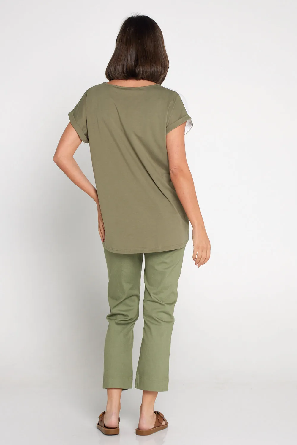 Africa Drop Shoulder Cotton Tee - White/Khaki