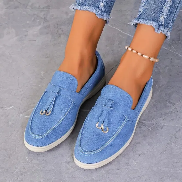 Amozae-New Women Loafers Slip on Ladies Flats Shoes Brand Spring Autumn Casual Flat Shoes Leather Cashmere Single Shoes Plus Siz 43