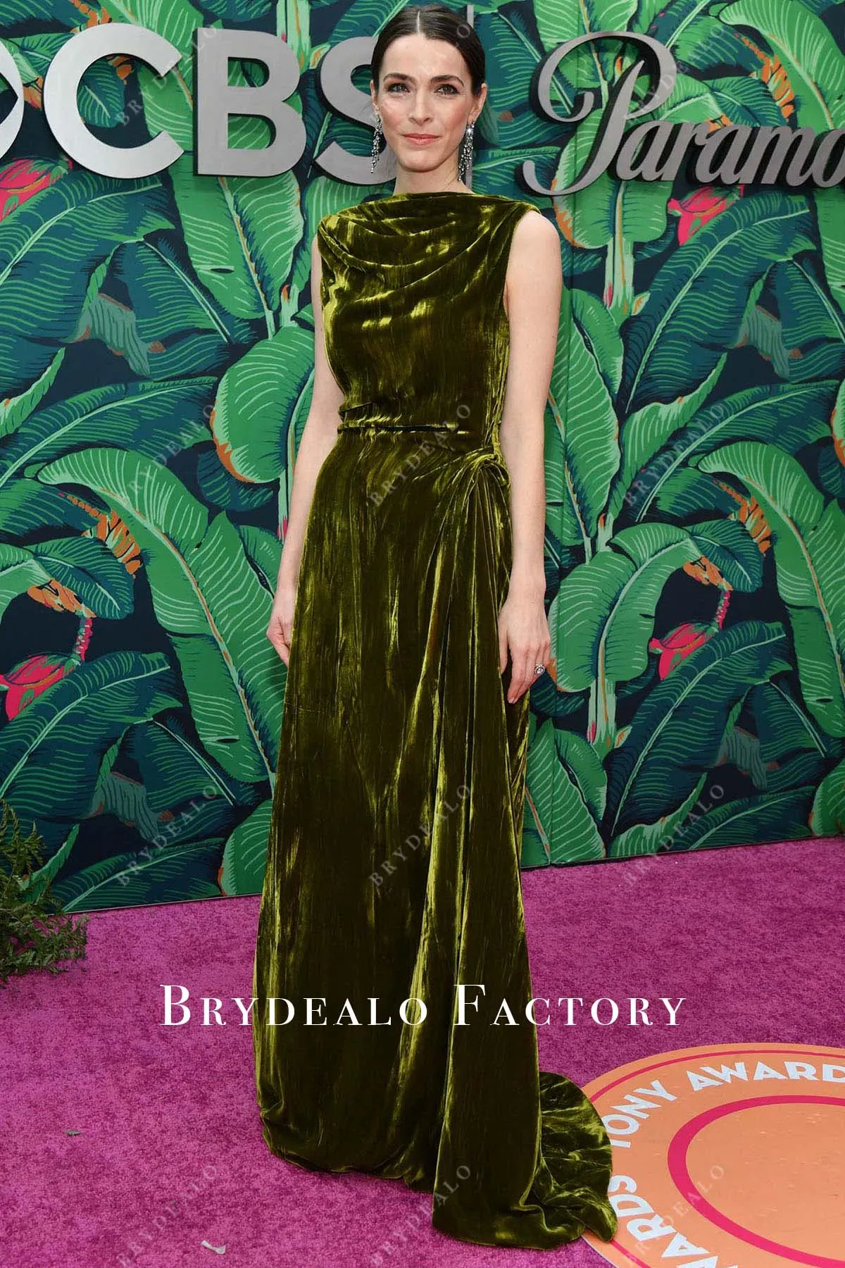 Bee Shaffer Army Green Velvet Dress 2023 Tony Awards