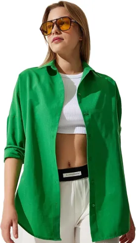 BIG DART Oversized Button Down Shirts for Women, Dressy Casual Long Sleeve Blouses Summer Tops Tunics