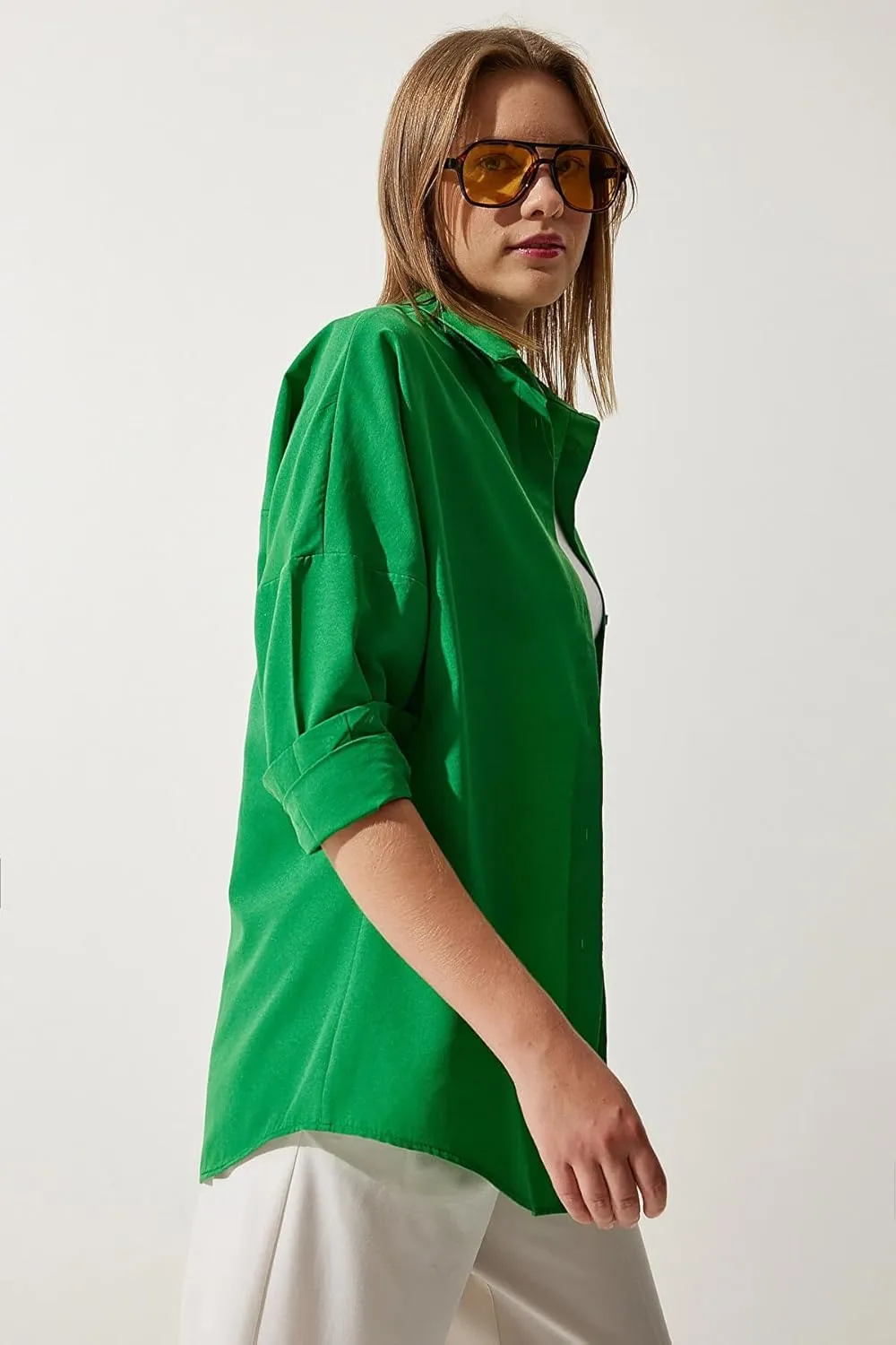 BIG DART Oversized Button Down Shirts for Women, Dressy Casual Long Sleeve Blouses Summer Tops Tunics