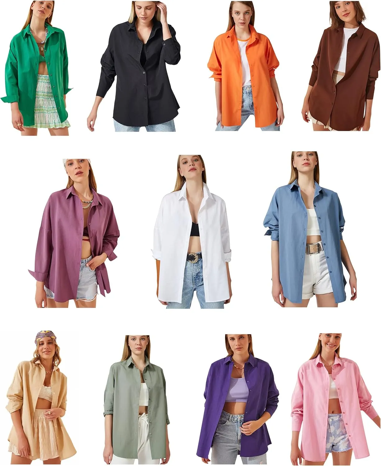 BIG DART Oversized Button Down Shirts for Women, Dressy Casual Long Sleeve Blouses Summer Tops Tunics
