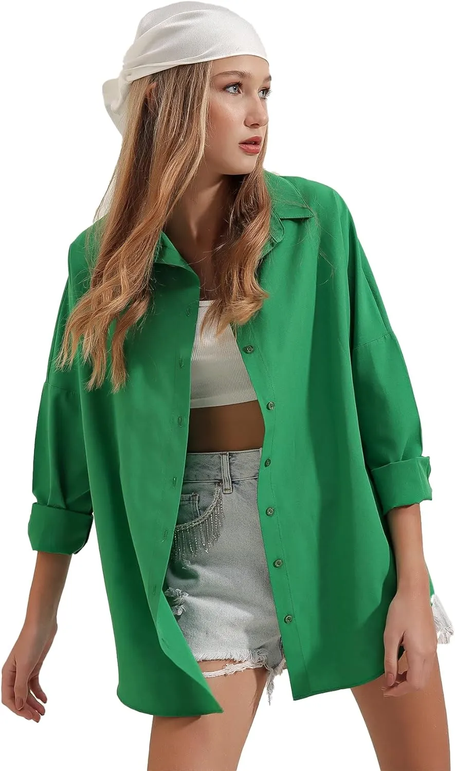 BIG DART Oversized Button Down Shirts for Women, Dressy Casual Long Sleeve Blouses Summer Tops Tunics