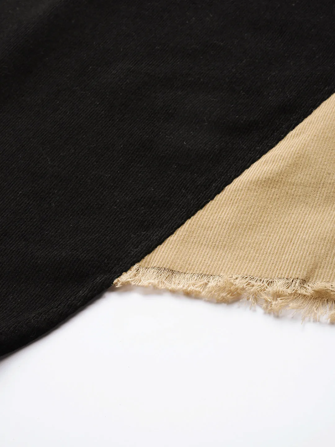 Black & Beige Colorblock Asymmetric Skirt