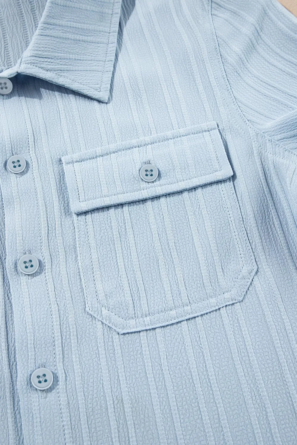 blibean Boys Button-Down Uniform Shirts Semi Formal Dress Tops with Chest Pockets