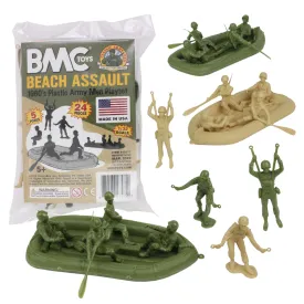 BMC Marx Plastic Army Men BEACH ASSAULT - OD Green & Tan 24pc WW2 US Soldiers