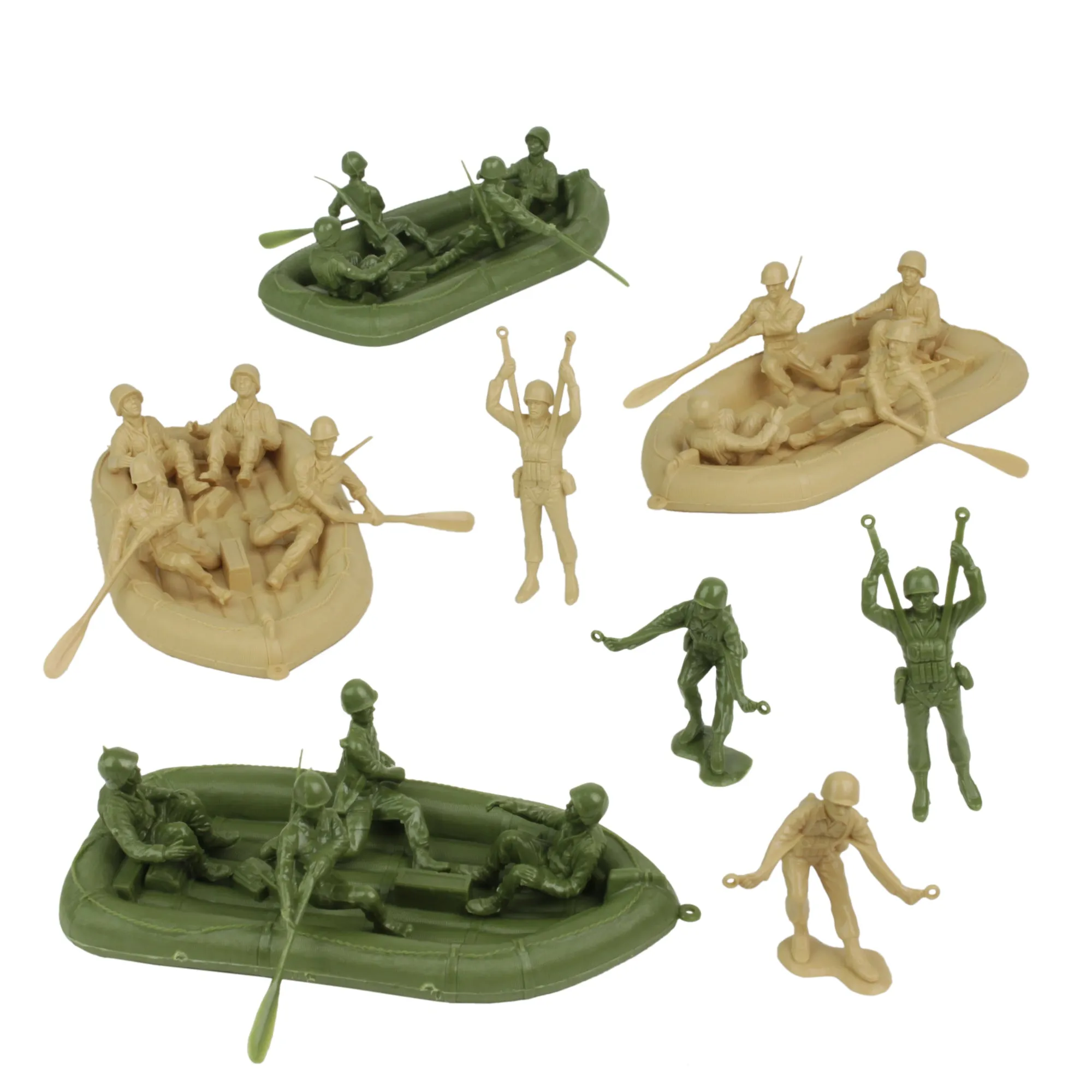 BMC Marx Plastic Army Men BEACH ASSAULT - OD Green & Tan 24pc WW2 US Soldiers