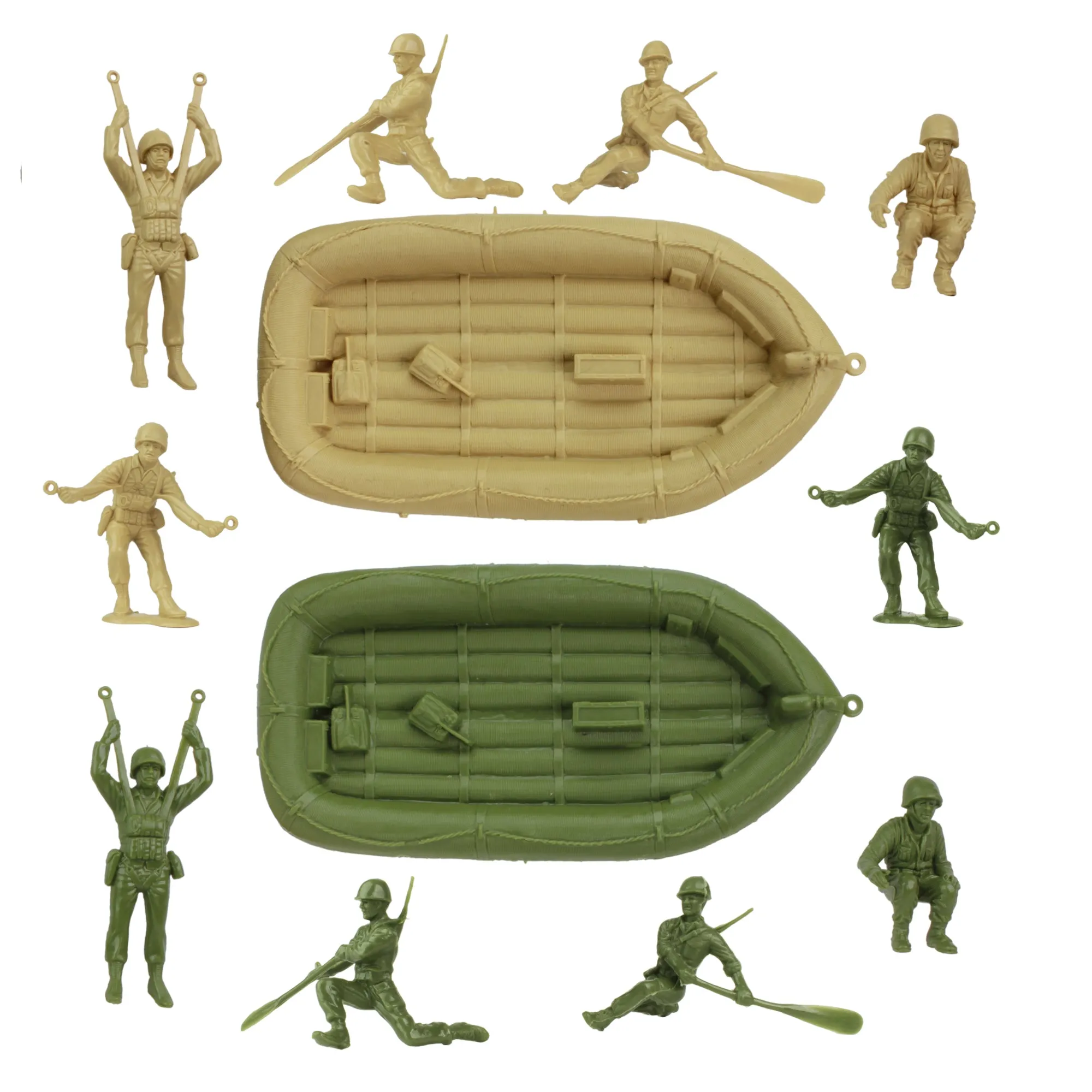 BMC Marx Plastic Army Men BEACH ASSAULT - OD Green & Tan 24pc WW2 US Soldiers