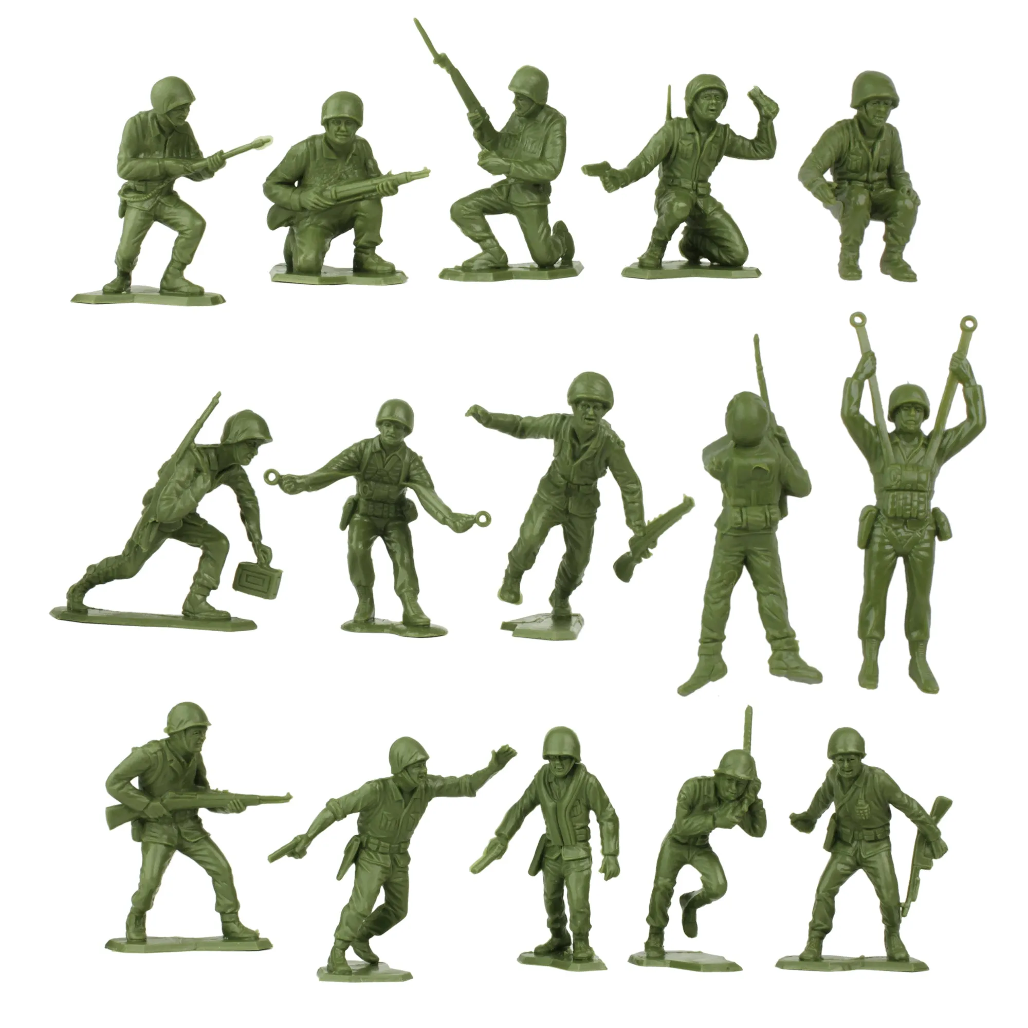 BMC Marx Plastic Army Men US Soldiers - Green vs Tan 38pc WW2 Figures - USA Made