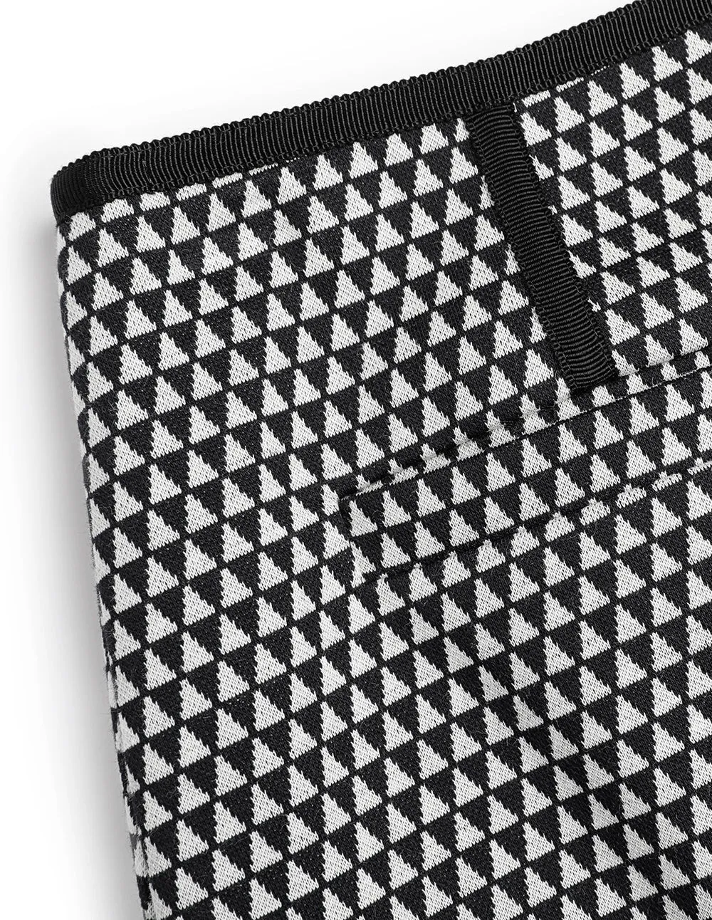 BORA AKSU Black And White Geometric Sheep Wool A-Line Skirt