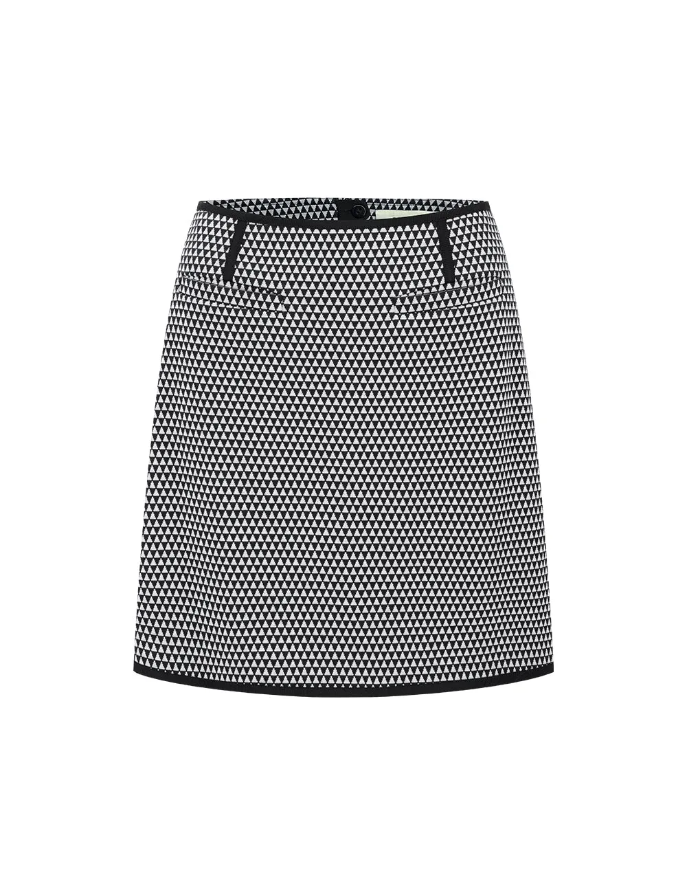 BORA AKSU Black And White Geometric Sheep Wool A-Line Skirt
