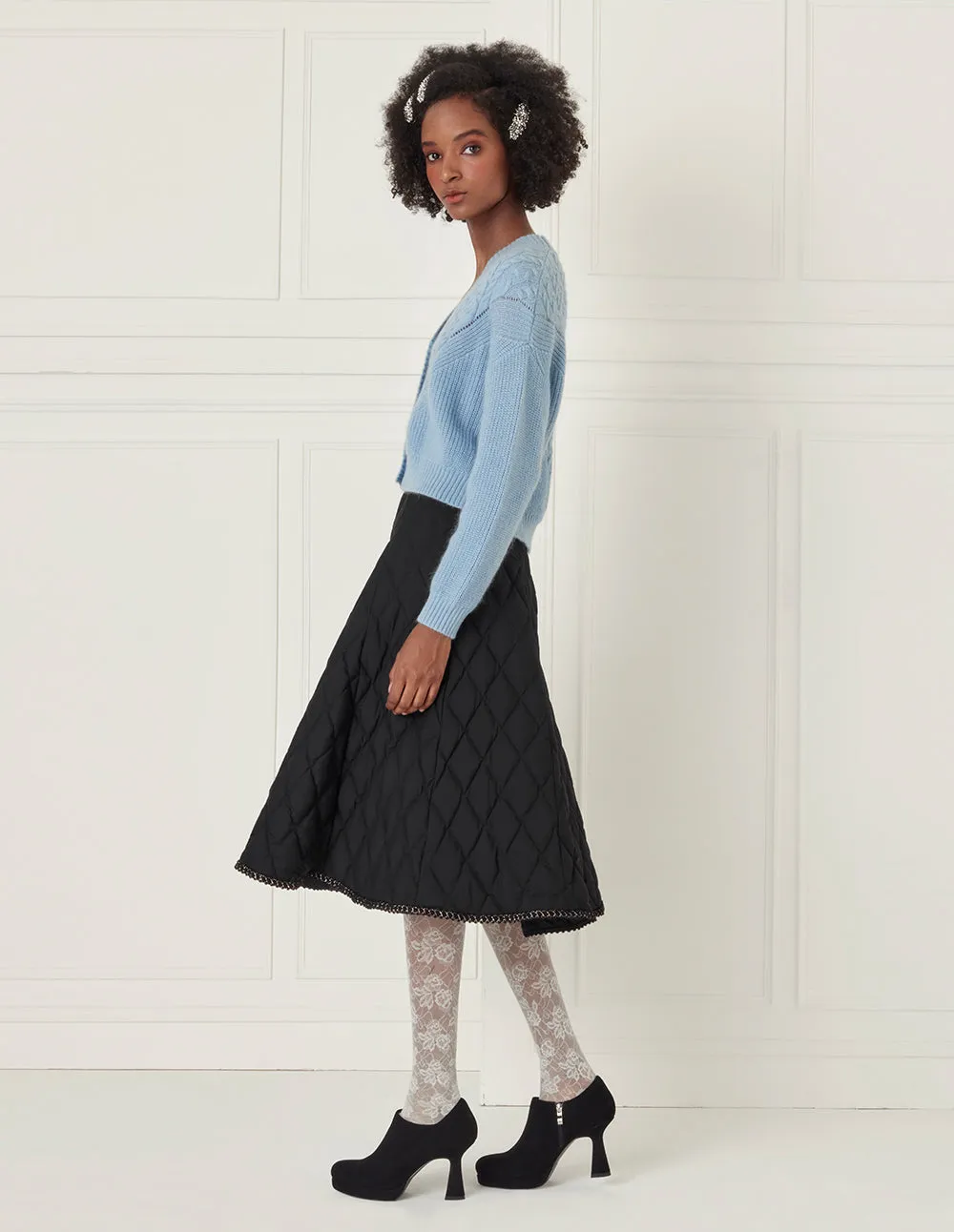 BORA AKSU Lace-Trimmed Down Skirt