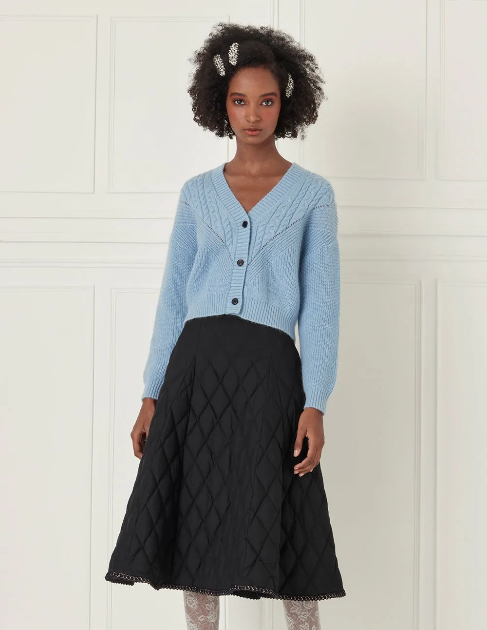 BORA AKSU Lace-Trimmed Down Skirt
