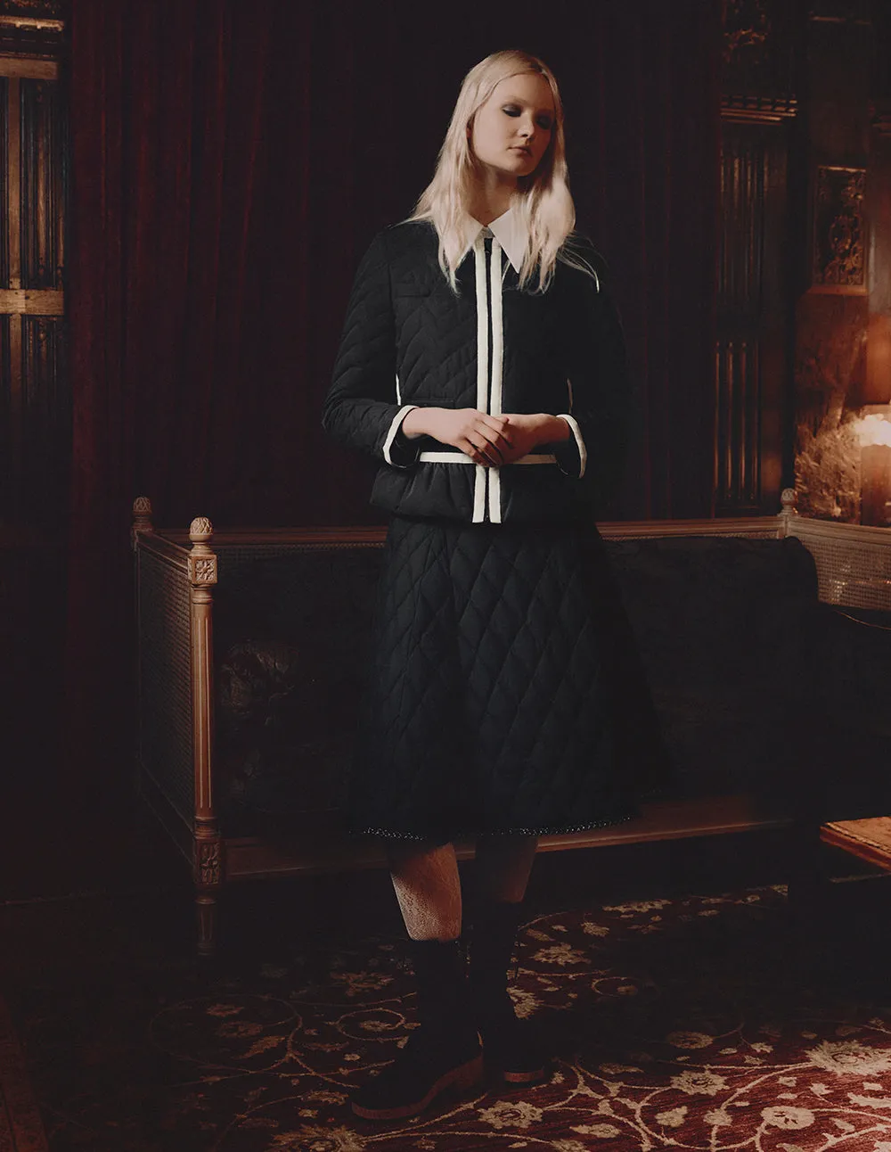 BORA AKSU Lace-Trimmed Down Skirt