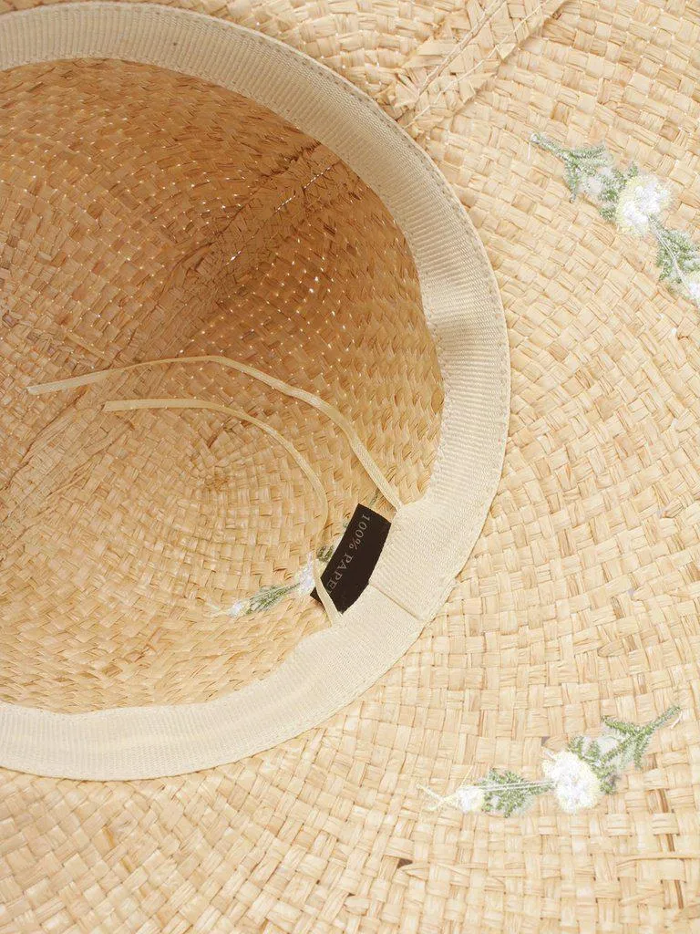 Bow Band Flower Decorated Straw Hat