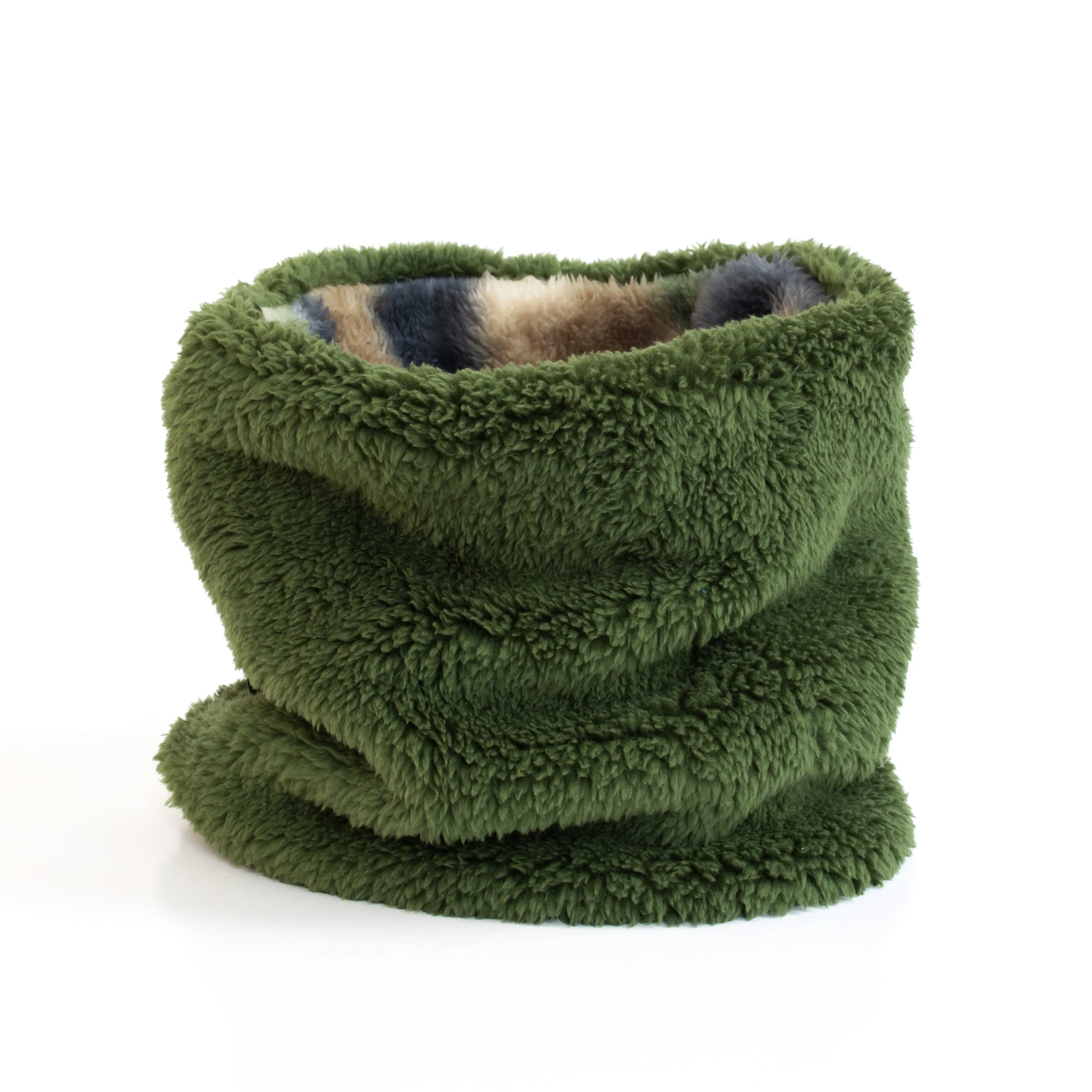 Boy's Camo/ Army Green Reversible Plush Neck Warmer