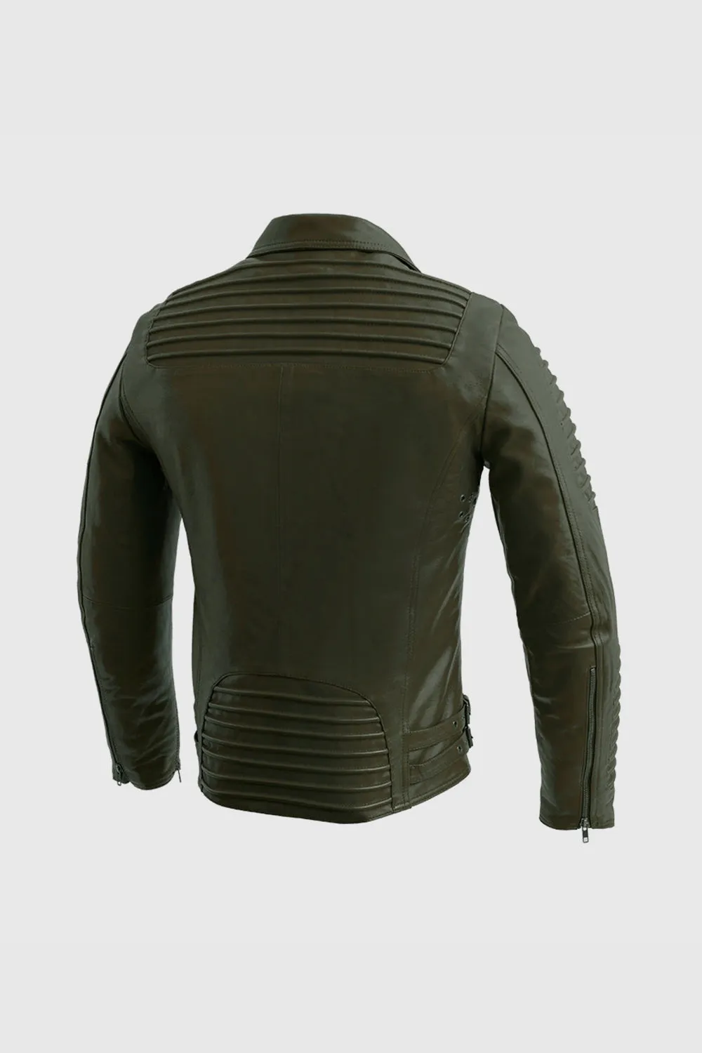 Brooklyn Men's Lambskin Leather Jacket Army Green (POS)