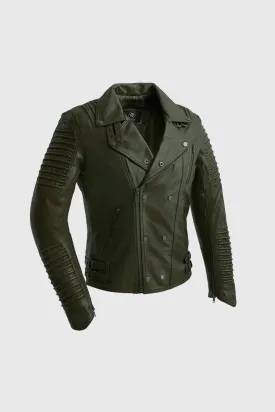 Brooklyn Men's Lambskin Leather Jacket Army Green (POS)