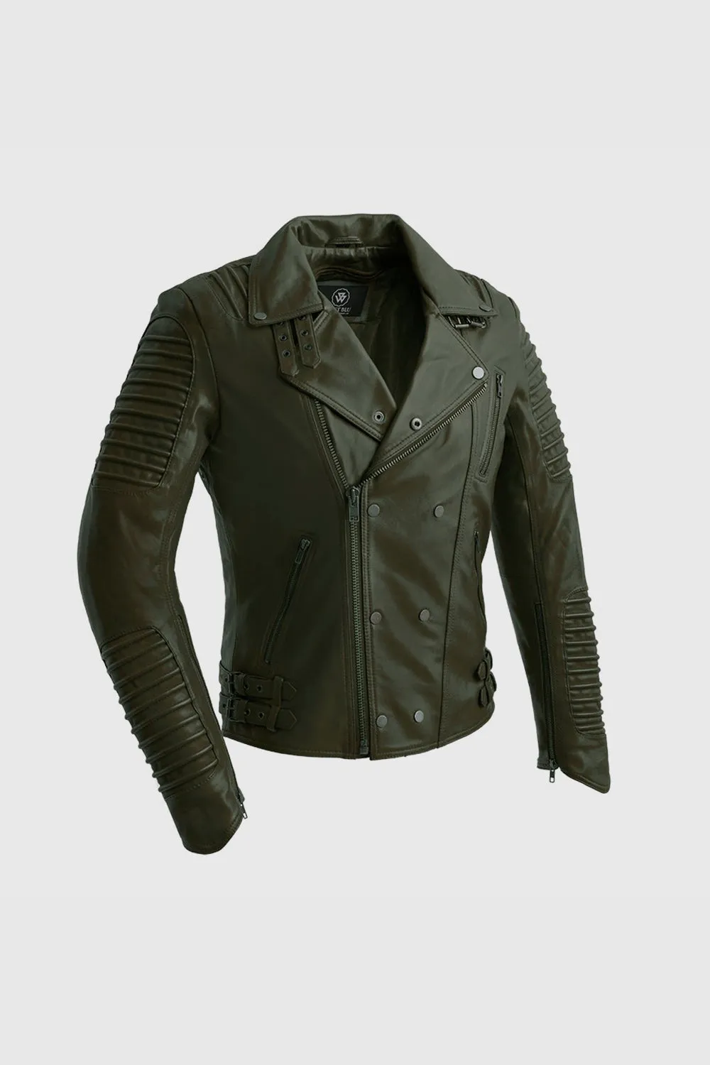 Brooklyn Men's Lambskin Leather Jacket Army Green (POS)