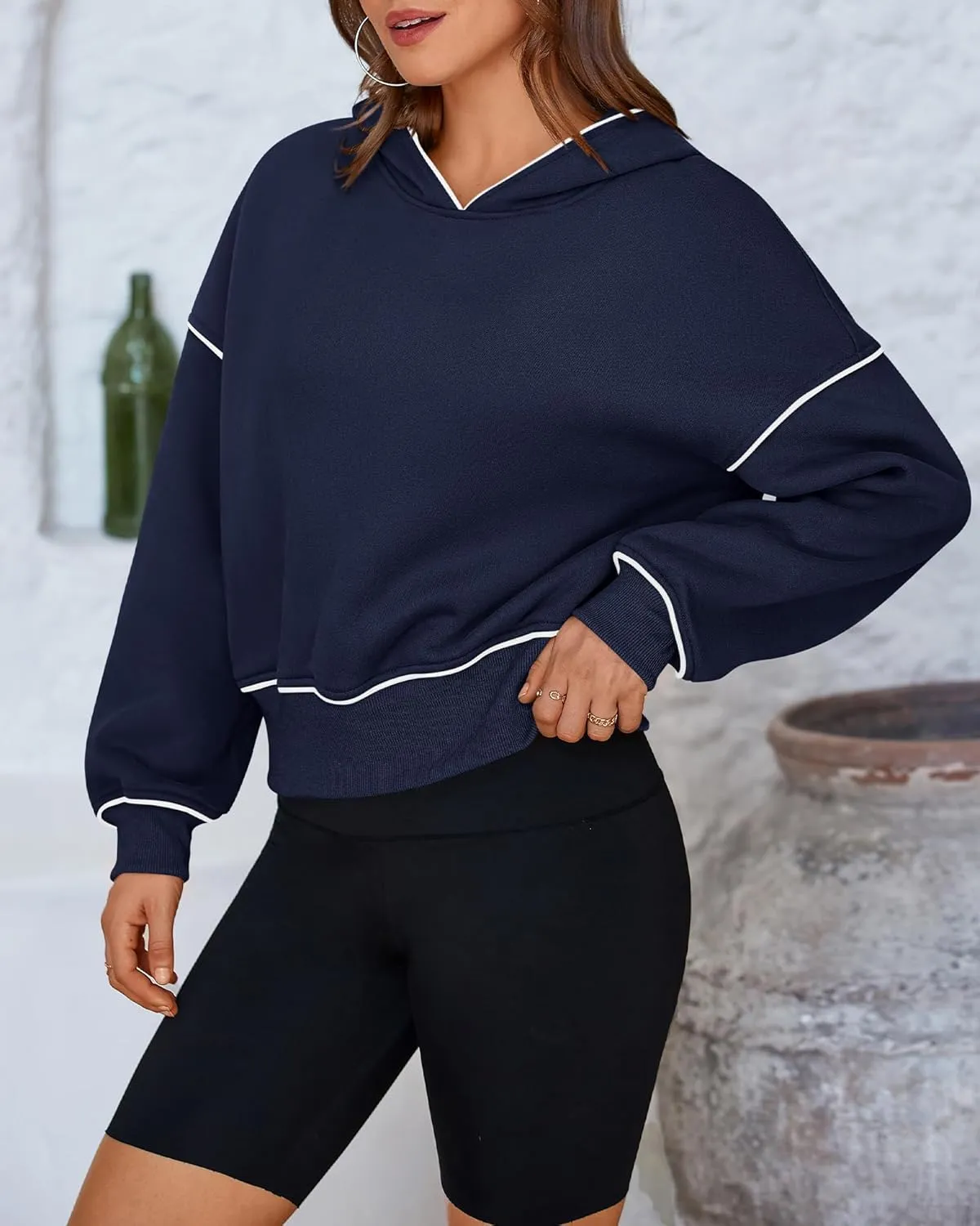 BTFBM Women's Casual Sweatshirt 2024 Fall Winter Clothes Long Sleeve Loose Fit Cropped Y2K Pullover Hoodies