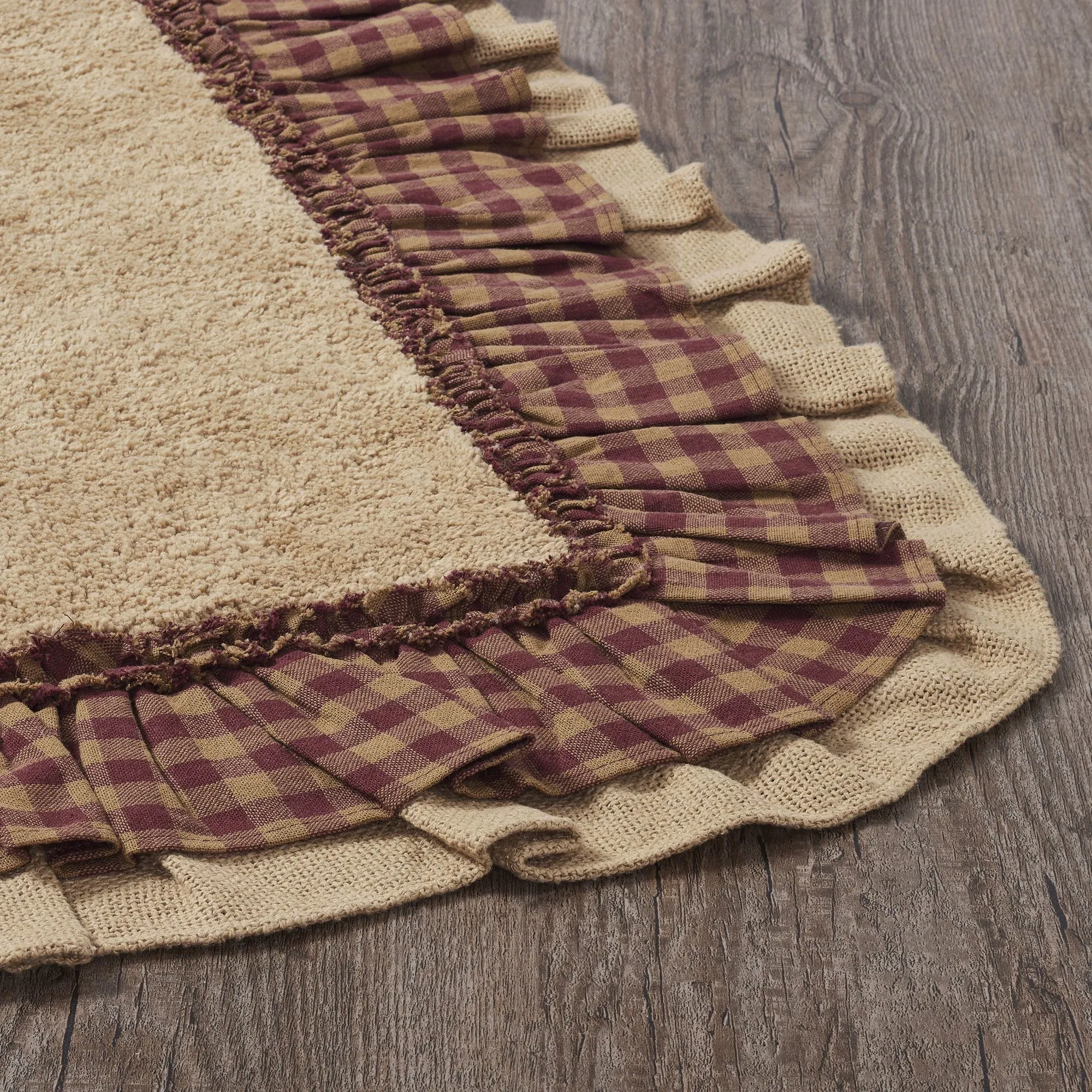 Burlap Natural with Burgundy Check Bathmat 20x30"