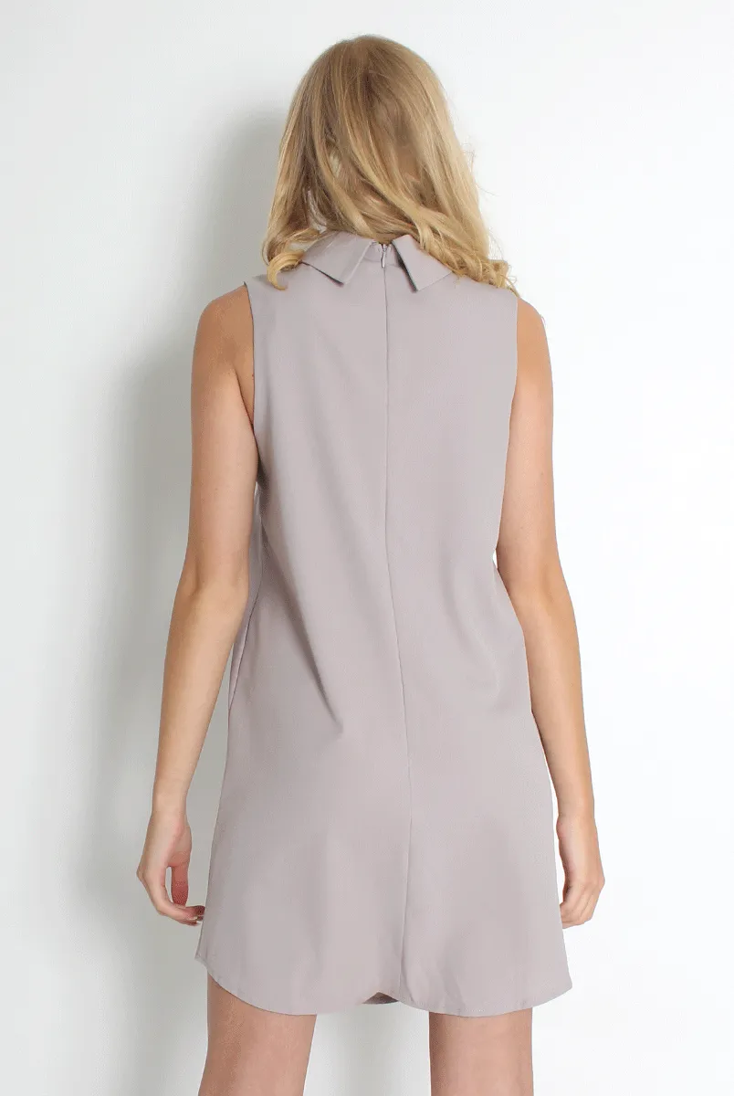 Caila Grey High Neck Shift Dress