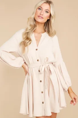 Caught Adrift Light Khaki Dress