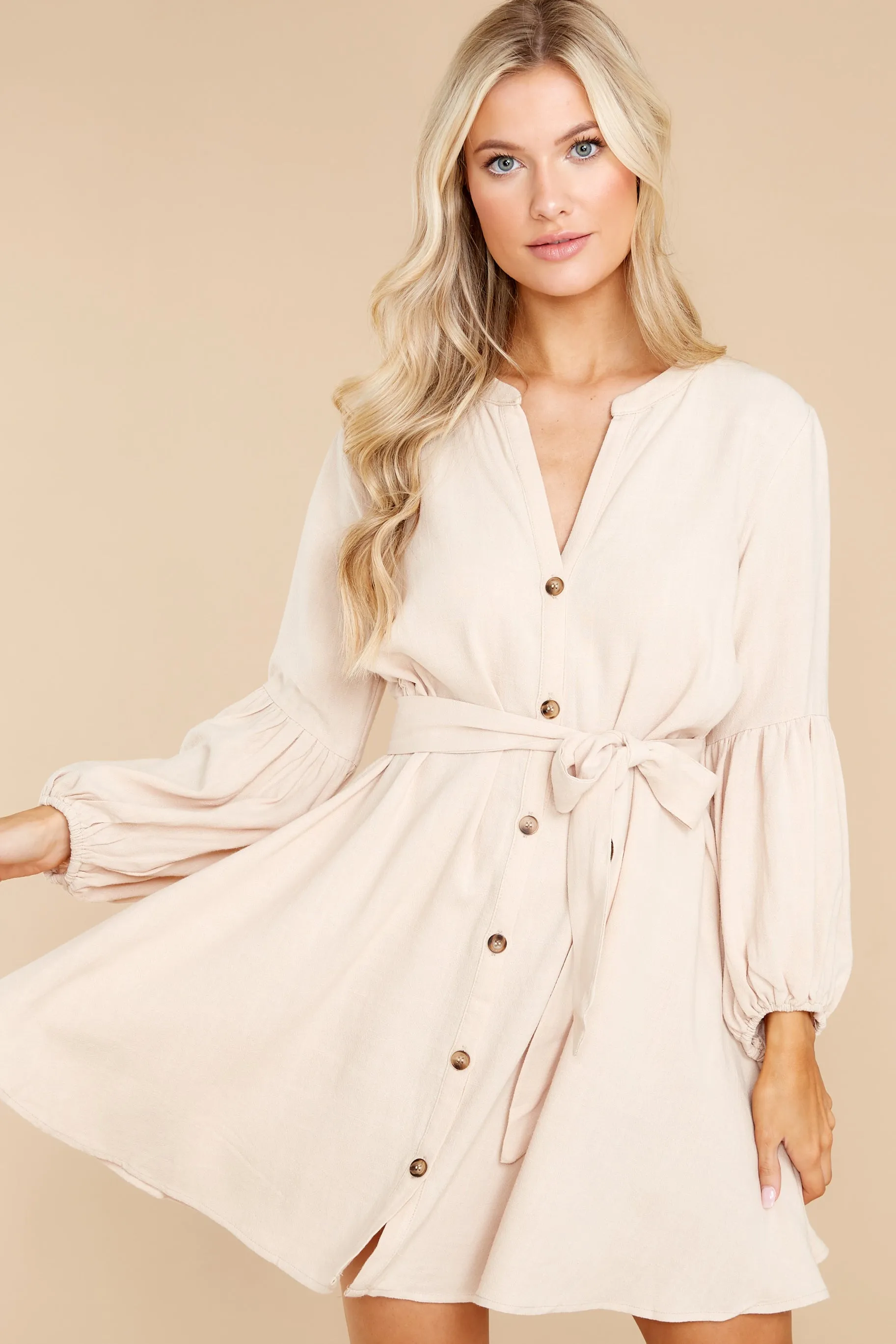 Caught Adrift Light Khaki Dress