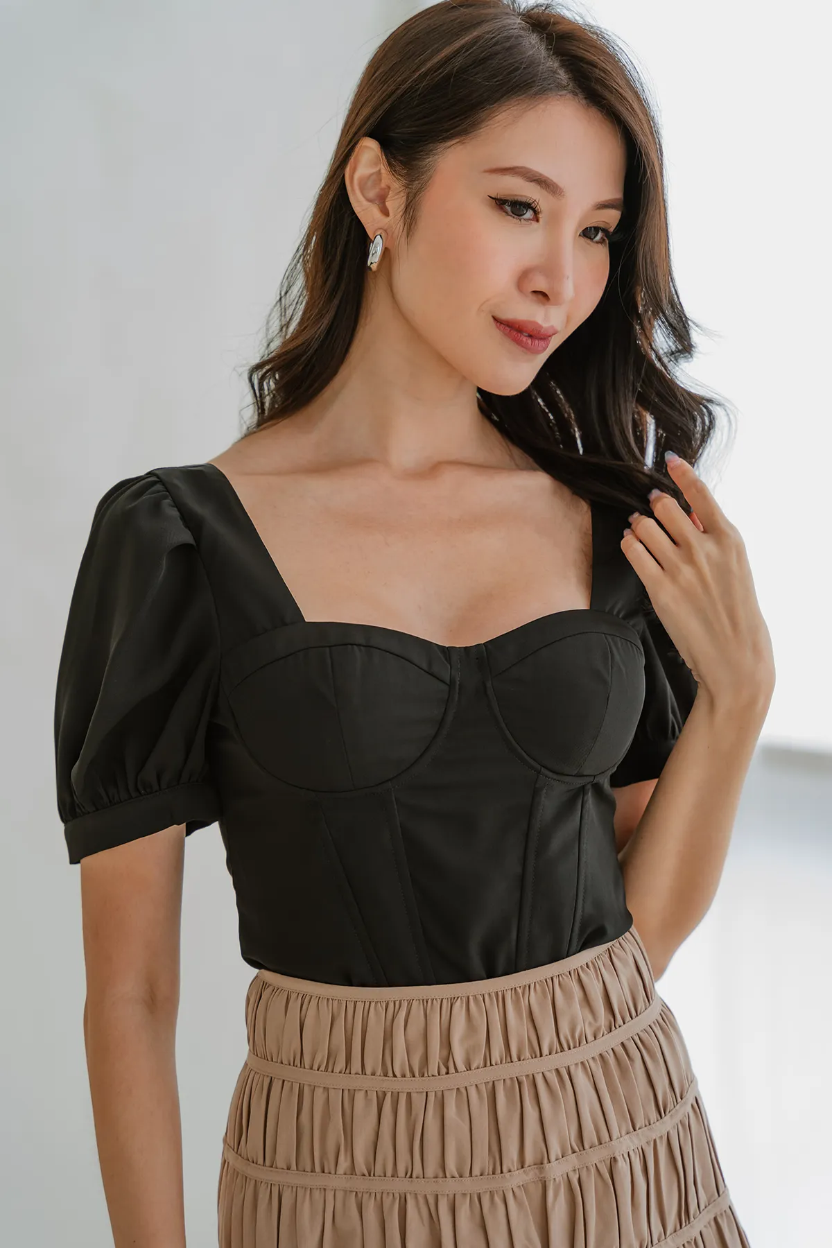 Cherie Padded Bustier Top (Black)