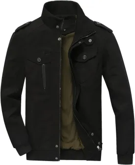 chouyatou Men's Casual Stand Collar Zip-Up Lightweight Bomber Jacket Windbreaker