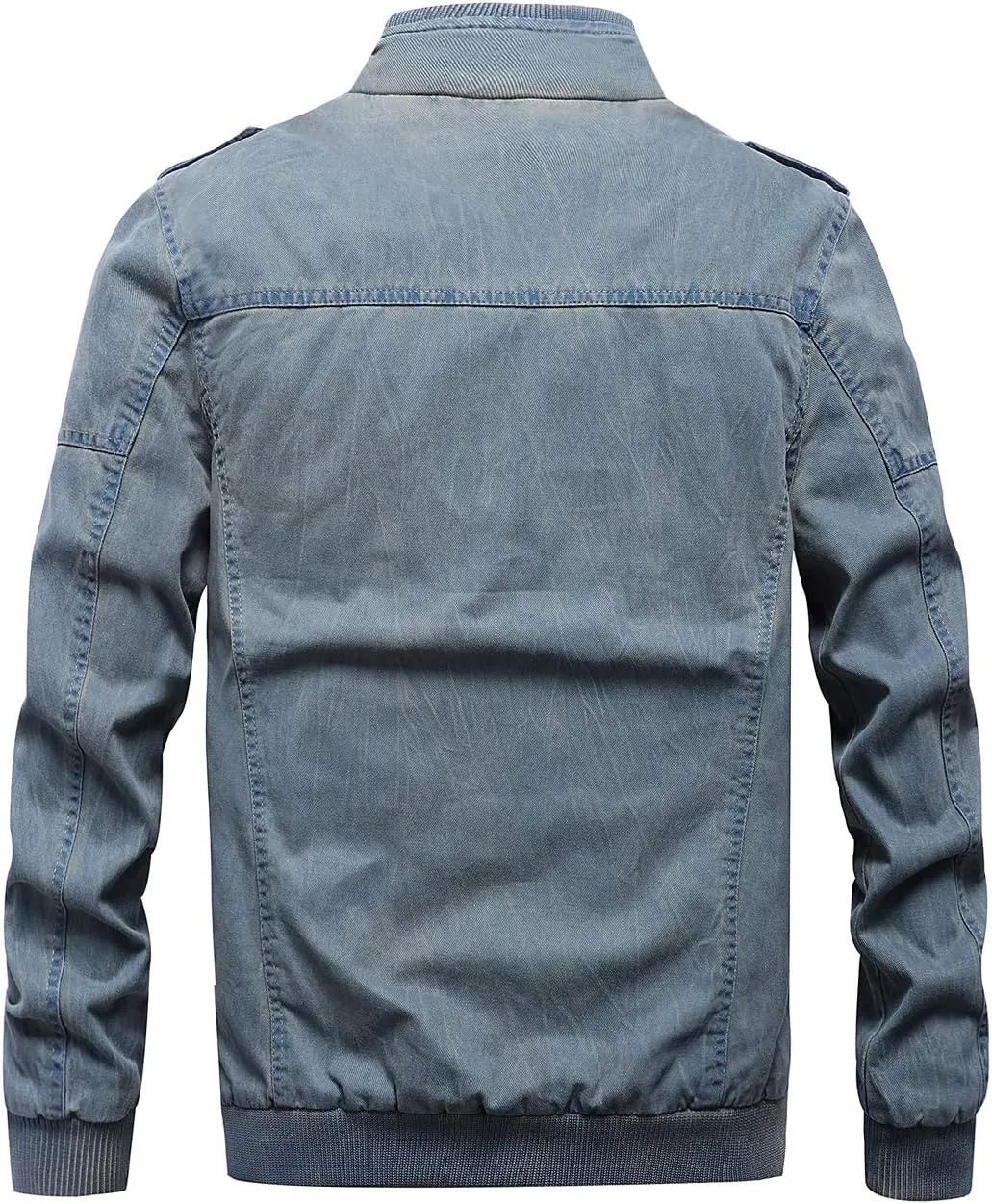 chouyatou Men's Casual Stand Collar Zip-Up Lightweight Bomber Jacket Windbreaker