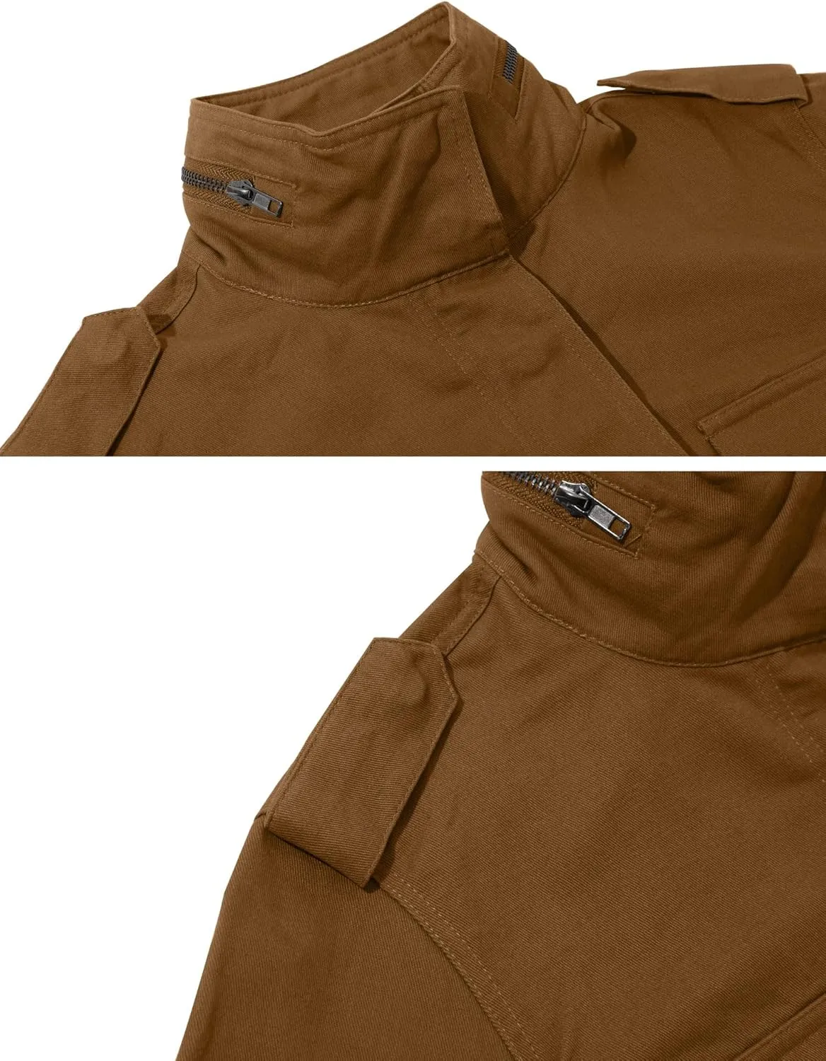 chouyatou Women's Fall Stand Collar Zip Up Military Cotton Utility Safari Jacket