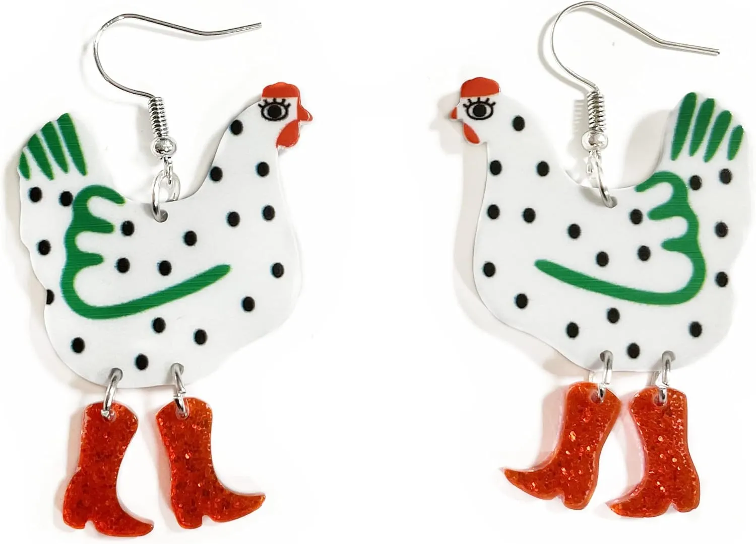 Cute Acrylic Animal Drop Earrings Colorful Boots Chicken Hen Dinosaur Lovely Panda with Bamboos Funny Animal Dangle Earrings For Women Christams Birthday Gift