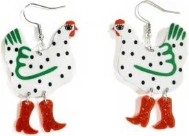 Cute Acrylic Animal Drop Earrings Colorful Boots Chicken Hen Dinosaur Lovely Panda with Bamboos Funny Animal Dangle Earrings For Women Christams Birthday Gift