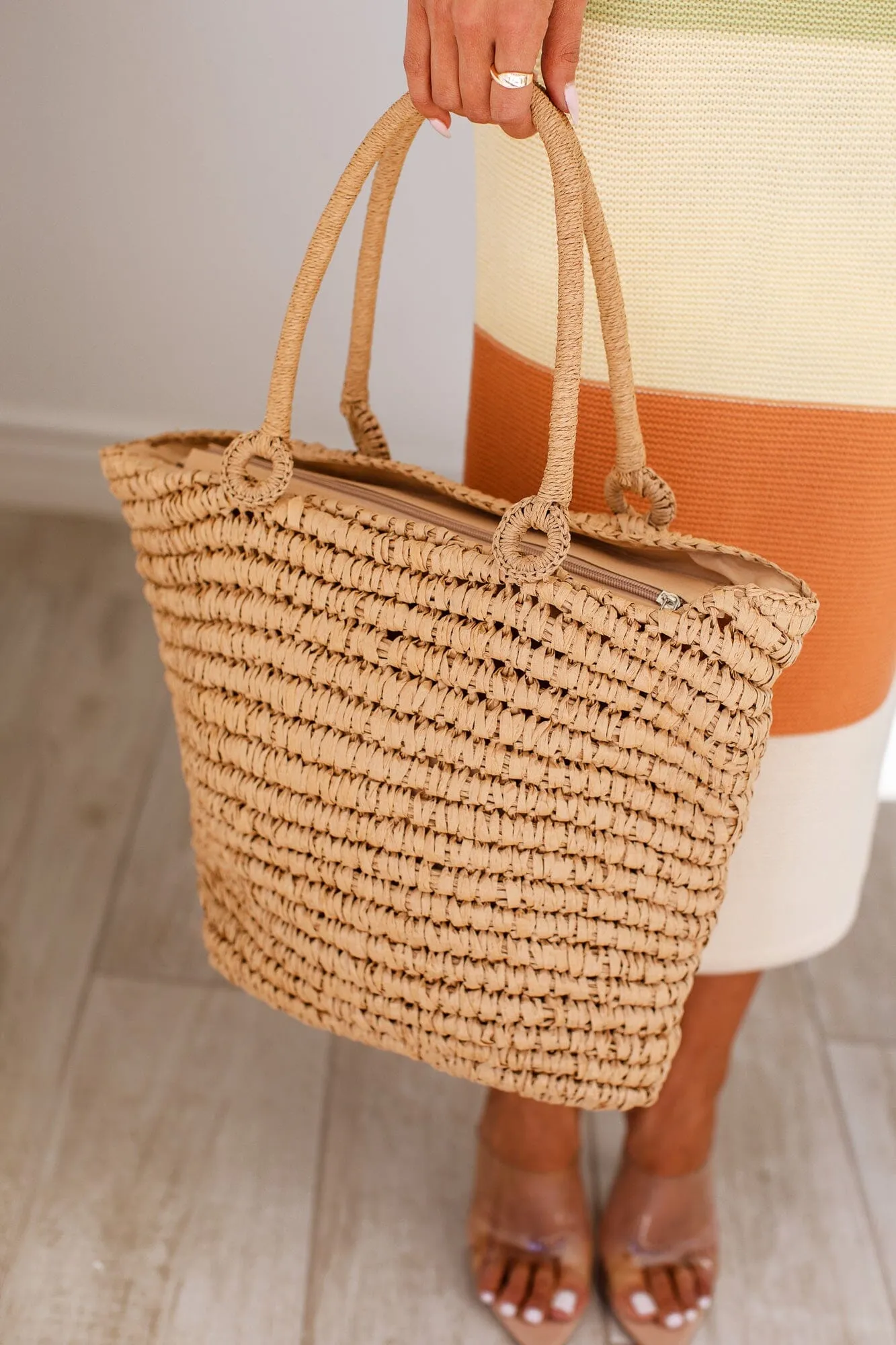 Day Off Khaki Straw Tote