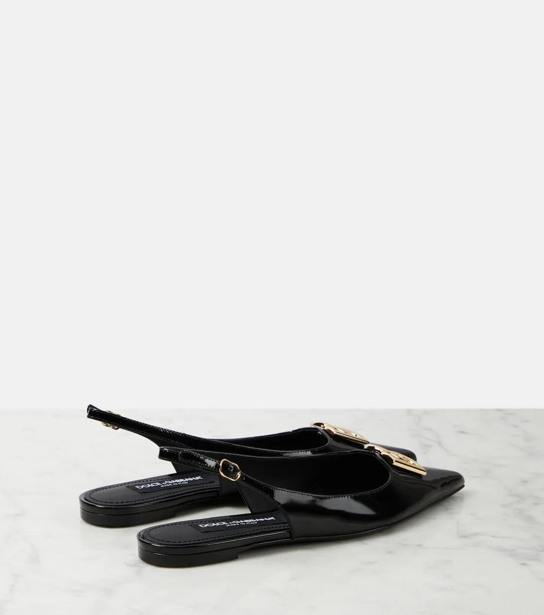 Dg patent leather slingback ballet flats Dolce&Gabbana black