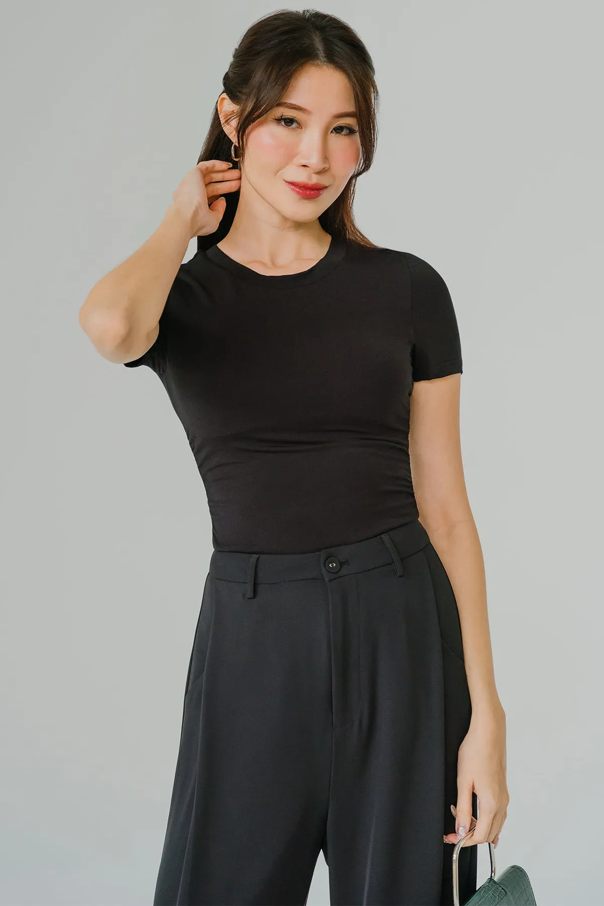 Essential Side-Ruch Top (Black)