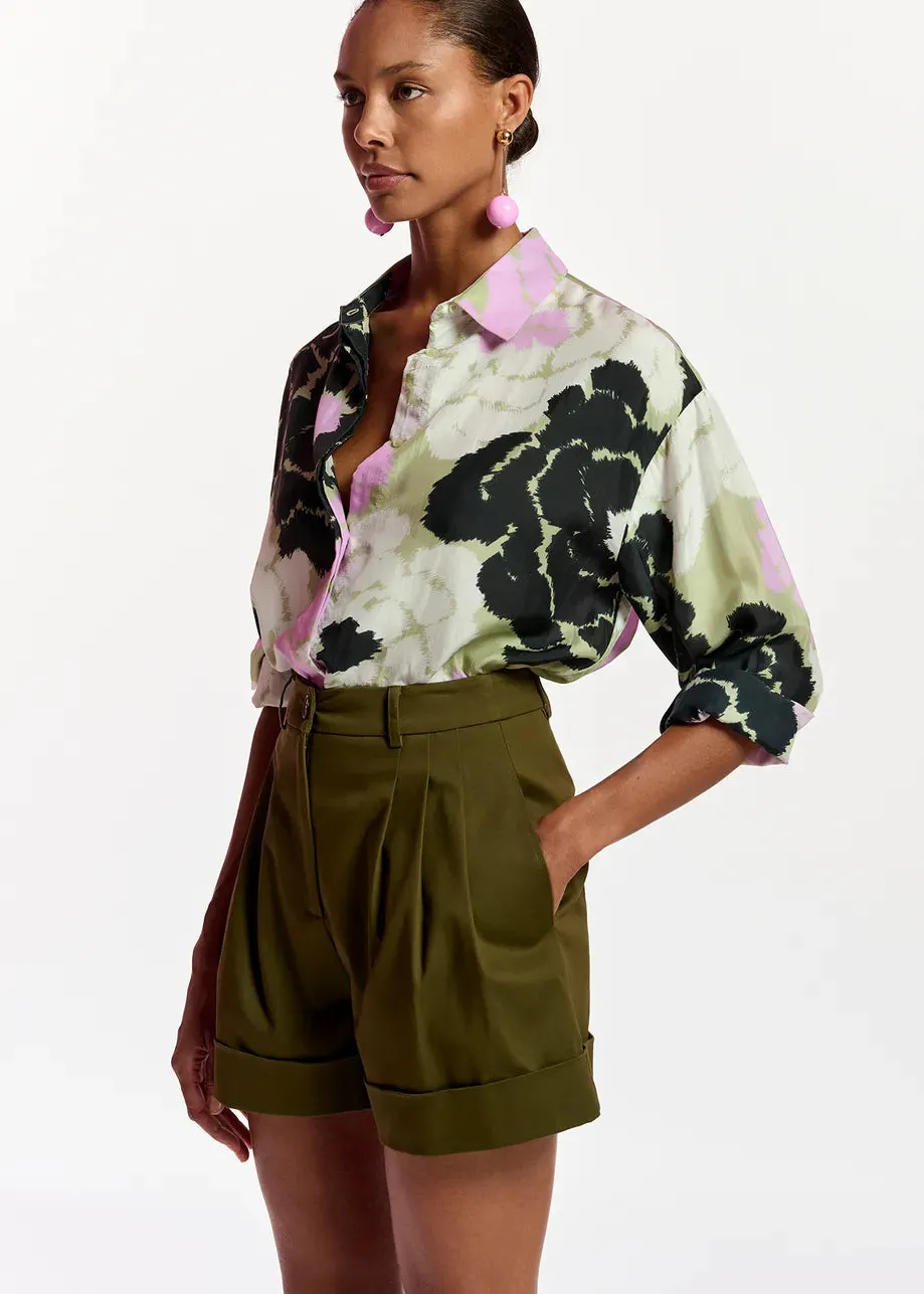 Faint Wide Leg Shorts - Dark Khaki