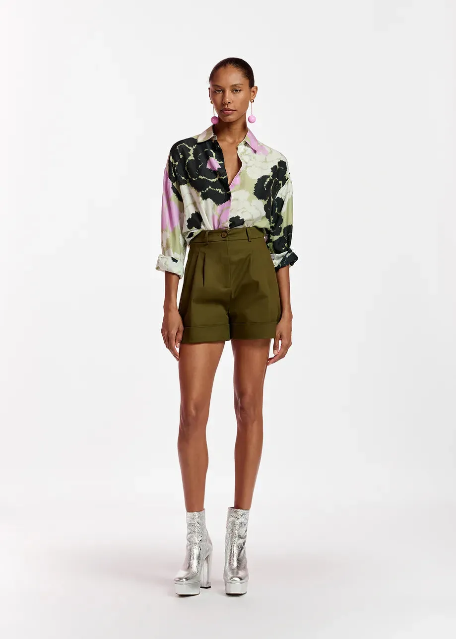 Faint Wide Leg Shorts - Dark Khaki
