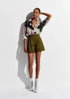 Faint Wide Leg Shorts - Dark Khaki