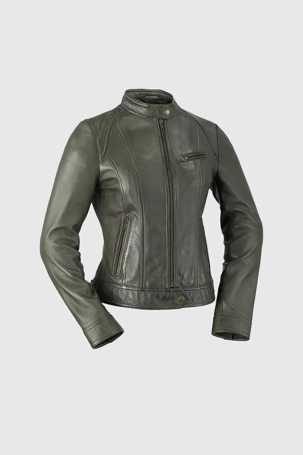 Favorite WomenSs Fashion Leather Jacket Army Green (POS)