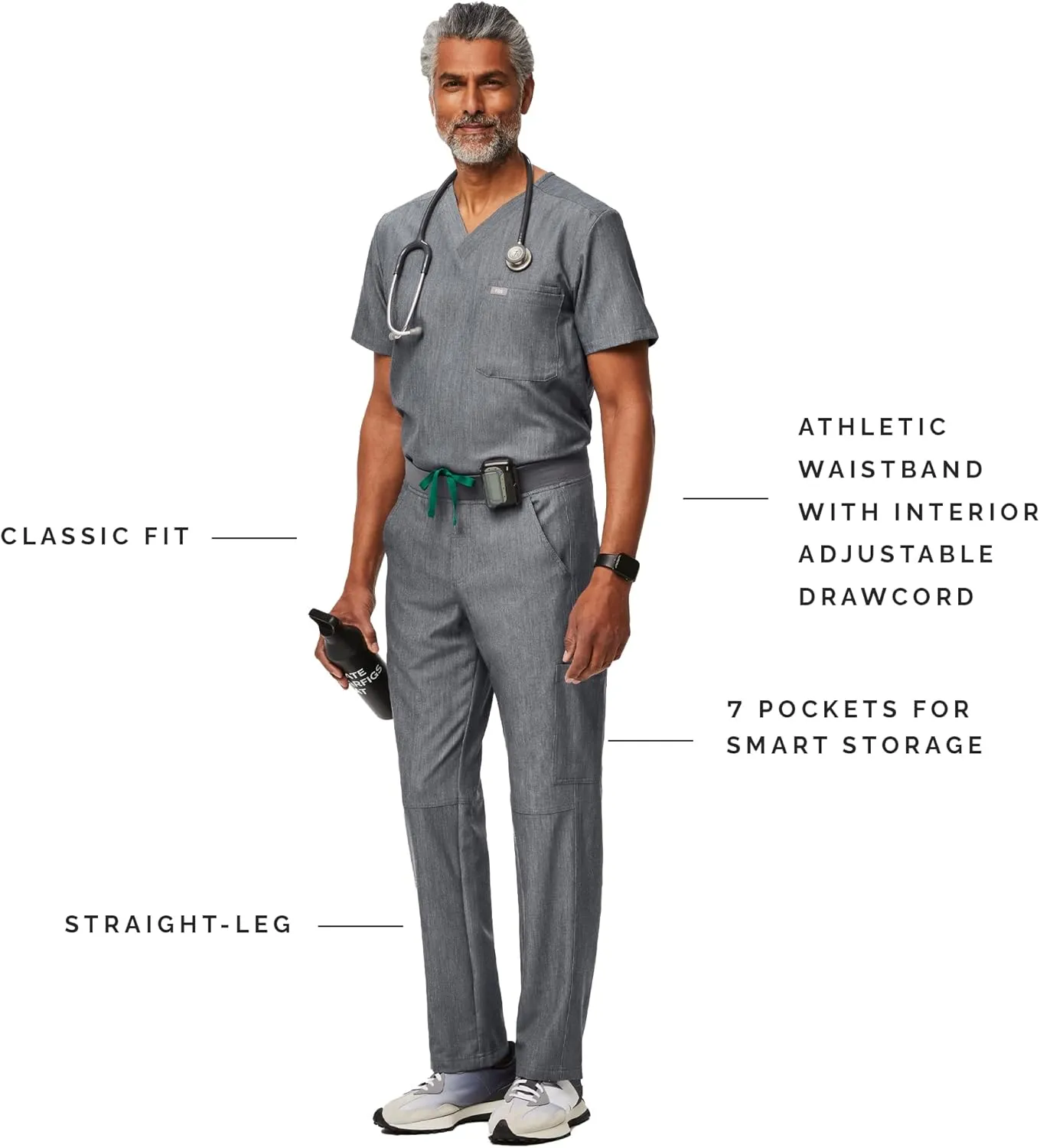 FIGS Axim Cargo Scrub Pants for Men  Classic Fit, Straight Leg, 7 Pockets, 4-Way Stretch, Anti-Wrinkle Mens Scrub Pants