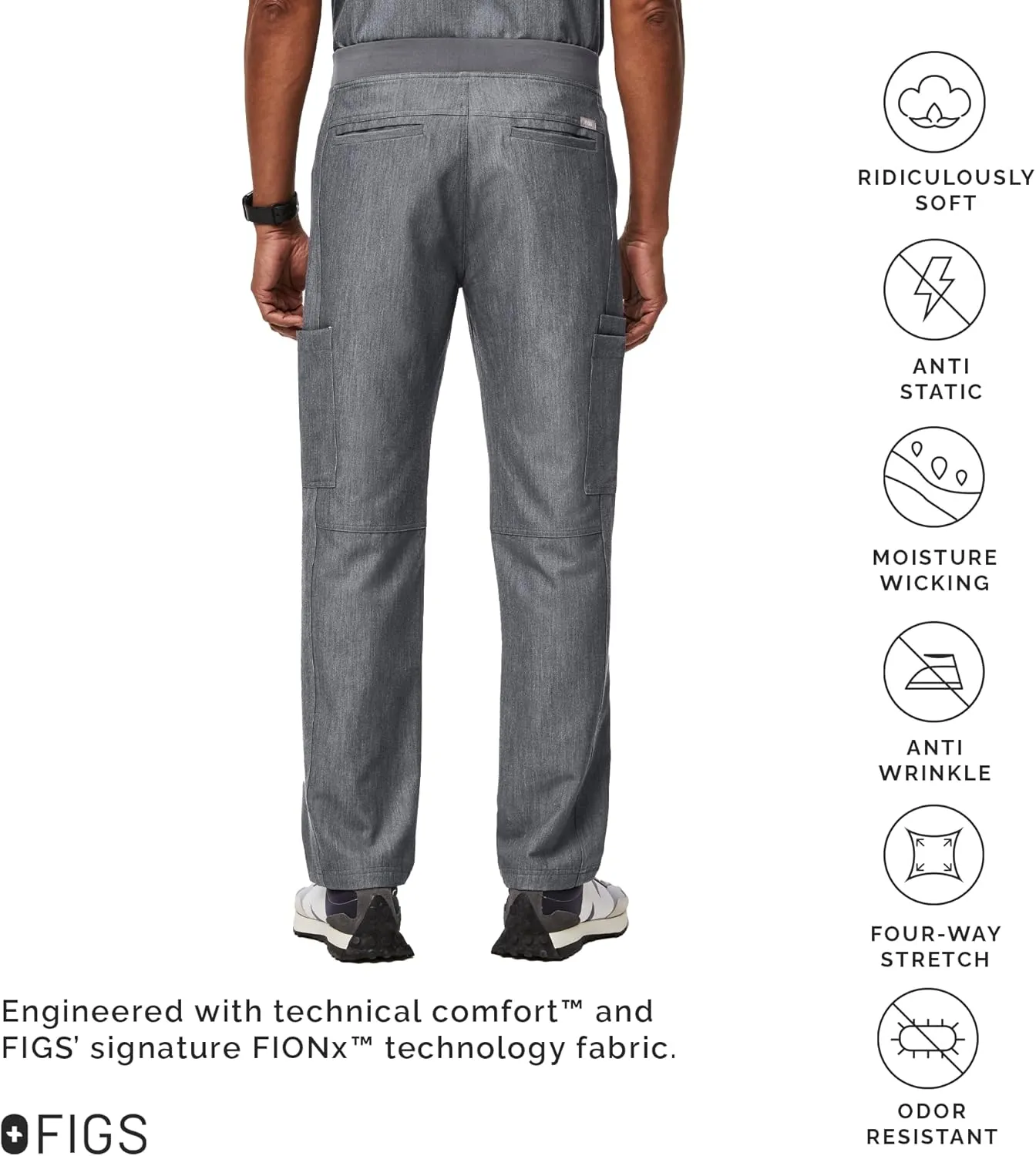 FIGS Axim Cargo Scrub Pants for Men  Classic Fit, Straight Leg, 7 Pockets, 4-Way Stretch, Anti-Wrinkle Mens Scrub Pants