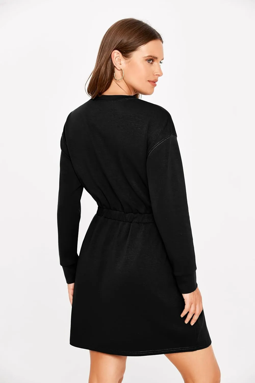 Glamaker Womens 2024 Fall Sweatshirt Dresses Winter Long Sleeve T Shirt Dresses Air Essential Outfit Dress with Pockets