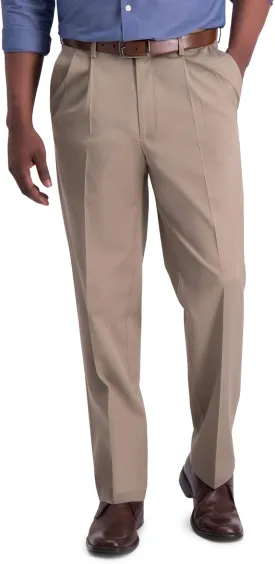 Haggar Men's Iron Free Premium Khaki Classic Fit Pleat Front Expandable Waist Casual Pant (Regular and Big & Tall Sizes)