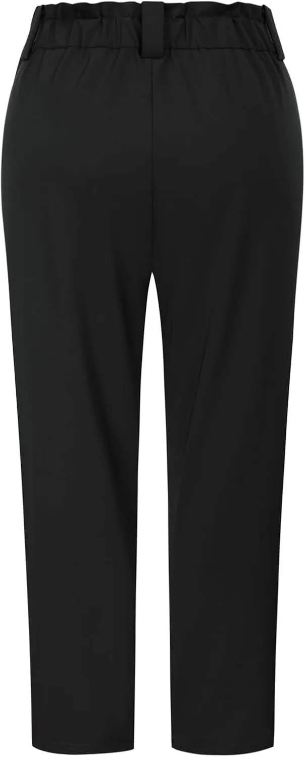 Hanna Nikole Women's Plus Size High Waisted Stretch Work Casual Pants Business Straight Trouser with Pocket