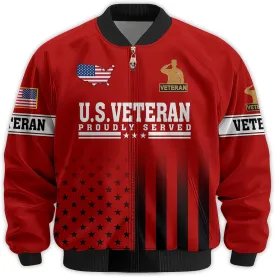 Honoring Patriotic Varsity Bomber Jacket for Veterans, Military Style Mens Outdoor Jacket  Perfect Veterans Day Gifts
