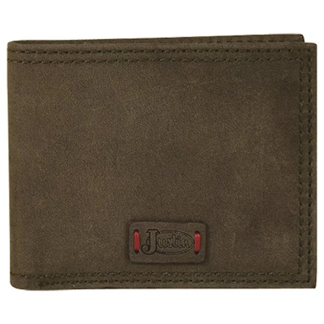 Justin Dark khaki Back Pocket Bifold Wallet