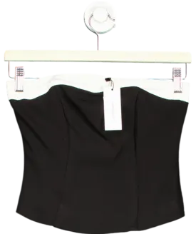 Karen Millen Black The Founder Compact Stretch Viscose Contrast Detail Bandeau Top UK 4